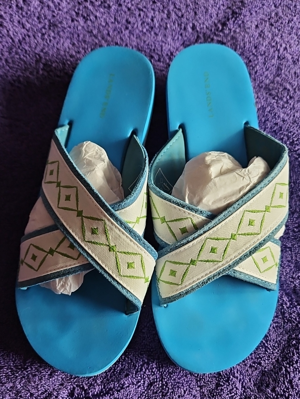 Lands End Like New Blue Beach/Pool Sandals Size 7